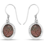 Bids.com 4.72 Carat Genuine Copper Bloom Drusy and White Topaz .925 Sterling Silver Earrings Earrings