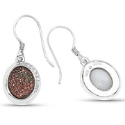 Bids.com 4.72 Carat Genuine Copper Bloom Drusy and White Topaz .925 Sterling Silver Earrings Earrings