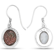 Bids.com 4.72 Carat Genuine Copper Bloom Drusy and White Topaz .925 Sterling Silver Earrings Earrings