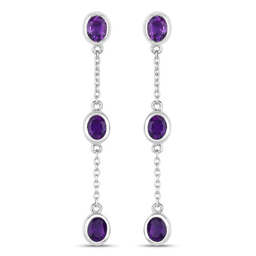 Bids.com 2.04 Carat Genuine Amethyst .925 Sterling Silver Earrings Earrings