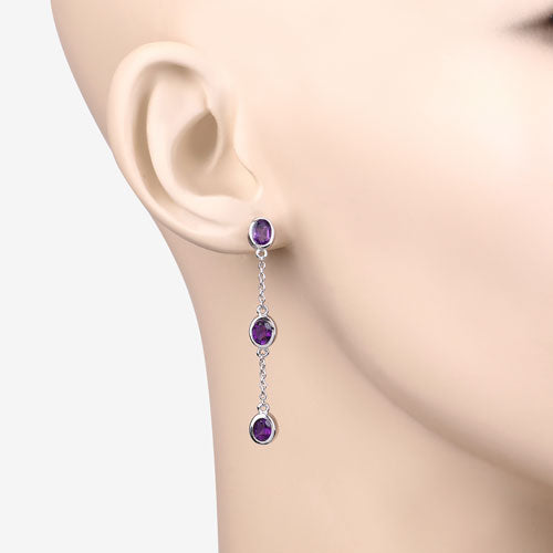 Bids.com 2.04 Carat Genuine Amethyst .925 Sterling Silver Earrings Earrings