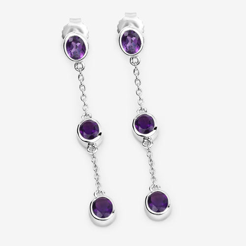 Bids.com 2.04 Carat Genuine Amethyst .925 Sterling Silver Earrings Earrings
