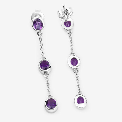 Bids.com 2.04 Carat Genuine Amethyst .925 Sterling Silver Earrings Earrings