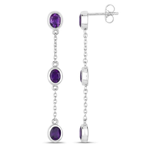 Bids.com 2.04 Carat Genuine Amethyst .925 Sterling Silver Earrings Earrings