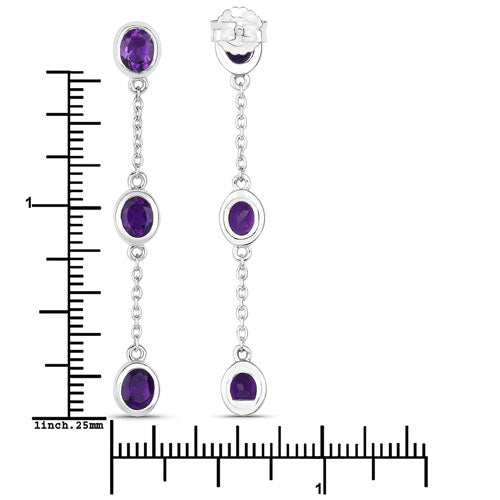 Bids.com 2.04 Carat Genuine Amethyst .925 Sterling Silver Earrings Earrings