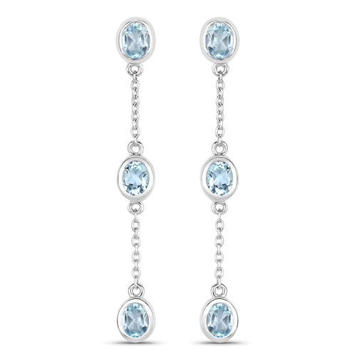 Bids.com 2.16 Carat Genuine Blue Topaz .925 Sterling Silver Earrings Earrings