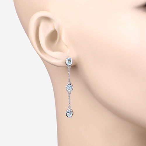 Bids.com 2.16 Carat Genuine Blue Topaz .925 Sterling Silver Earrings Earrings