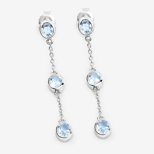 Bids.com 2.16 Carat Genuine Blue Topaz .925 Sterling Silver Earrings Earrings