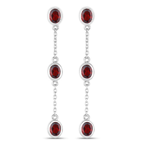 Bids.com 2.70 Carat Genuine Garnet .925 Sterling Silver Earrings Earrings