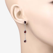 Bids.com 2.70 Carat Genuine Garnet .925 Sterling Silver Earrings Earrings