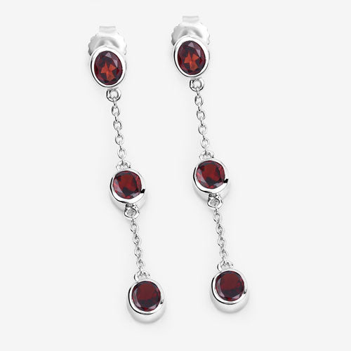 Bids.com 2.70 Carat Genuine Garnet .925 Sterling Silver Earrings Earrings