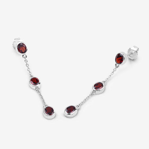 Bids.com 2.70 Carat Genuine Garnet .925 Sterling Silver Earrings Earrings