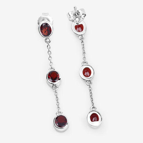 Bids.com 2.70 Carat Genuine Garnet .925 Sterling Silver Earrings Earrings