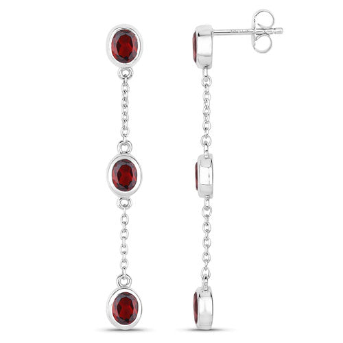 Bids.com 2.70 Carat Genuine Garnet .925 Sterling Silver Earrings Earrings