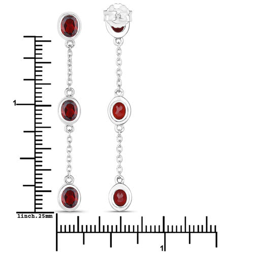 Bids.com 2.70 Carat Genuine Garnet .925 Sterling Silver Earrings Earrings