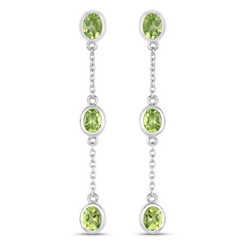 Bids.com 2.10 Carat Genuine Peridot .925 Sterling Silver Earrings Earrings