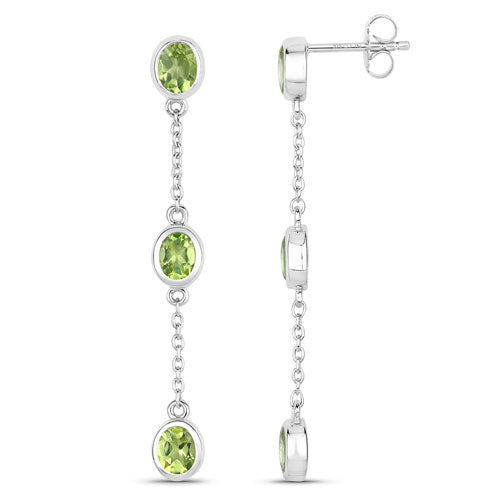 Bids.com 2.10 Carat Genuine Peridot .925 Sterling Silver Earrings Earrings