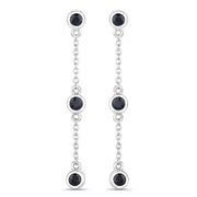 Bids.com 0.66 Carat Genuine Blue Sapphire .925 Sterling Silver Earrings Earrings