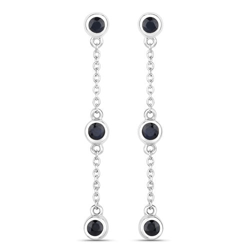 Bids.com 0.66 Carat Genuine Blue Sapphire .925 Sterling Silver Earrings Earrings