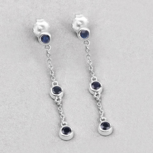 Bids.com 0.66 Carat Genuine Blue Sapphire .925 Sterling Silver Earrings Earrings