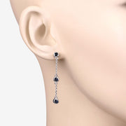 Bids.com 0.66 Carat Genuine Blue Sapphire .925 Sterling Silver Earrings Earrings