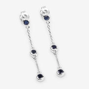 Bids.com 0.66 Carat Genuine Blue Sapphire .925 Sterling Silver Earrings Earrings
