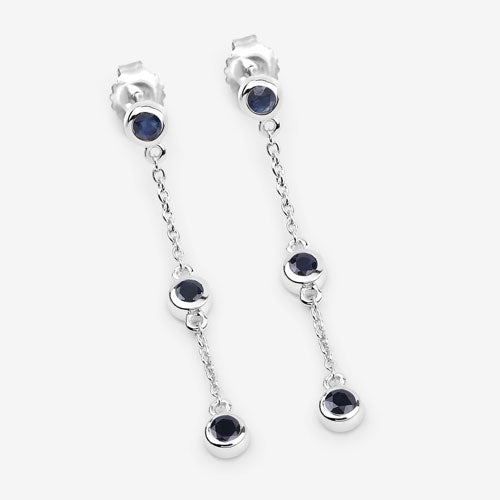 Bids.com 0.66 Carat Genuine Blue Sapphire .925 Sterling Silver Earrings Earrings