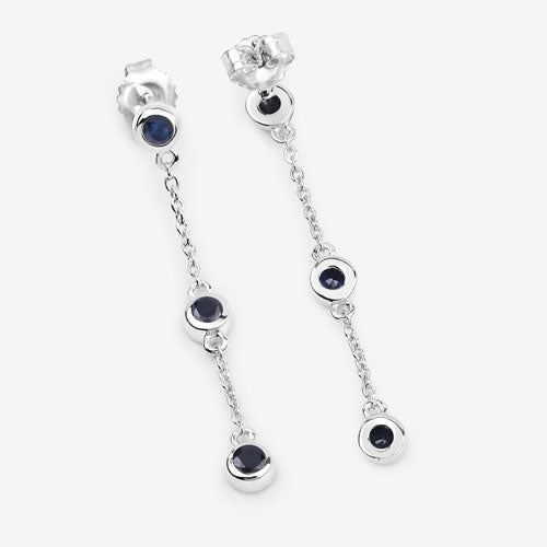 Bids.com 0.66 Carat Genuine Blue Sapphire .925 Sterling Silver Earrings Earrings