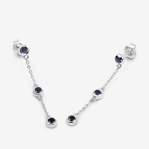 Bids.com 0.66 Carat Genuine Blue Sapphire .925 Sterling Silver Earrings Earrings