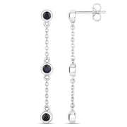 Bids.com 0.66 Carat Genuine Blue Sapphire .925 Sterling Silver Earrings Earrings