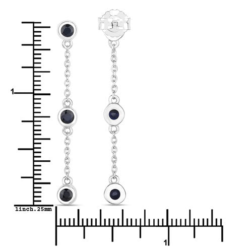 Bids.com 0.66 Carat Genuine Blue Sapphire .925 Sterling Silver Earrings Earrings
