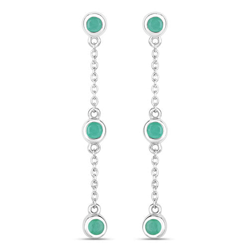 Bids.com 0.60 Carat Genuine Emerald .925 Sterling Silver Earrings Earrings