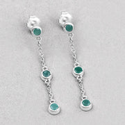 Bids.com 0.60 Carat Genuine Emerald .925 Sterling Silver Earrings Earrings