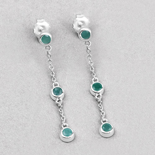 Bids.com 0.60 Carat Genuine Emerald .925 Sterling Silver Earrings Earrings