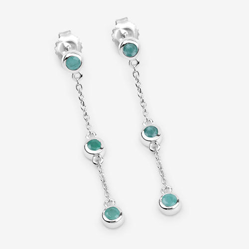 Bids.com 0.60 Carat Genuine Emerald .925 Sterling Silver Earrings Earrings