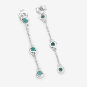 Bids.com 0.60 Carat Genuine Emerald .925 Sterling Silver Earrings Earrings