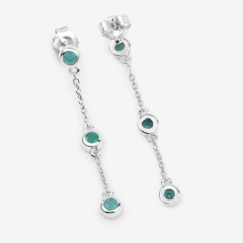 Bids.com 0.60 Carat Genuine Emerald .925 Sterling Silver Earrings Earrings