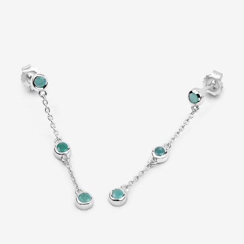 Bids.com 0.60 Carat Genuine Emerald .925 Sterling Silver Earrings Earrings