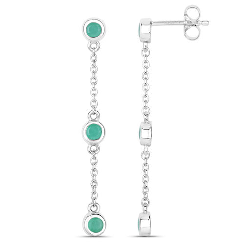 Bids.com 0.60 Carat Genuine Emerald .925 Sterling Silver Earrings Earrings