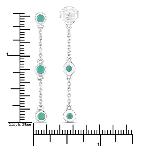 Bids.com 0.60 Carat Genuine Emerald .925 Sterling Silver Earrings Earrings