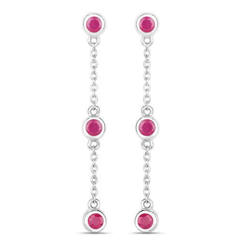 Bids.com 0.78 Carat Genuine Ruby .925 Sterling Silver Earrings Earrings