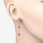 Bids.com 0.78 Carat Genuine Ruby .925 Sterling Silver Earrings Earrings