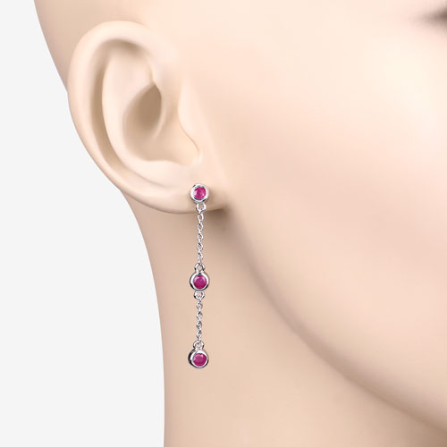 Bids.com 0.78 Carat Genuine Ruby .925 Sterling Silver Earrings Earrings