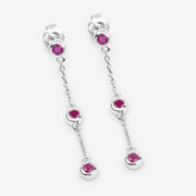 Bids.com 0.78 Carat Genuine Ruby .925 Sterling Silver Earrings Earrings