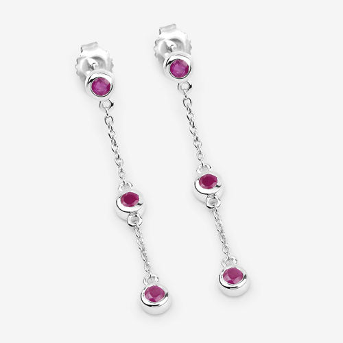Bids.com 0.78 Carat Genuine Ruby .925 Sterling Silver Earrings Earrings