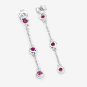 Bids.com 0.78 Carat Genuine Ruby .925 Sterling Silver Earrings Earrings