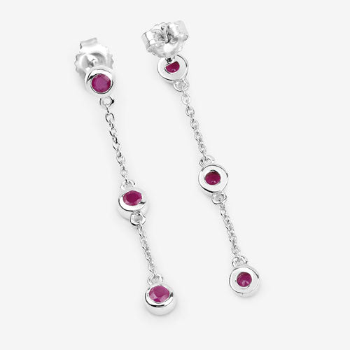 Bids.com 0.78 Carat Genuine Ruby .925 Sterling Silver Earrings Earrings