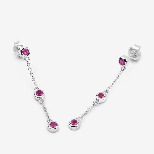 Bids.com 0.78 Carat Genuine Ruby .925 Sterling Silver Earrings Earrings
