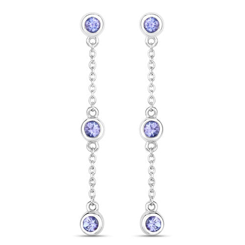 Bids.com 0.60 Carat Genuine Tanzanite .925 Sterling Silver Earrings Earrings