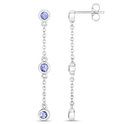 Bids.com 0.60 Carat Genuine Tanzanite .925 Sterling Silver Earrings Earrings